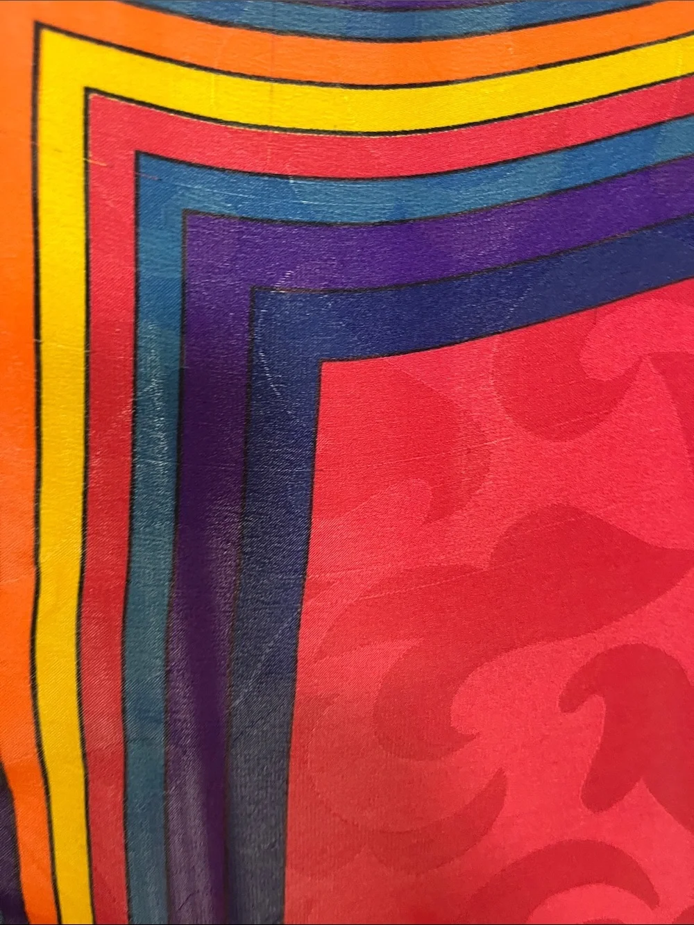 Rare- Dior Vintage geo print Large silk  Scarf mixed media stripe border